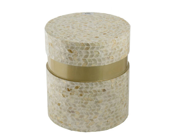 Footstool Geometric Pattern Tan & Gold