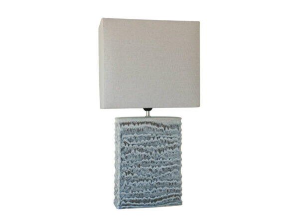 Lamp Linen Shade/Blue Glazed
