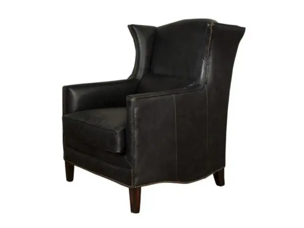 Wingback Chair Leather Black