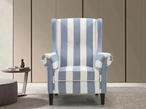 Hampton Striped Chair Black Wooden Legs