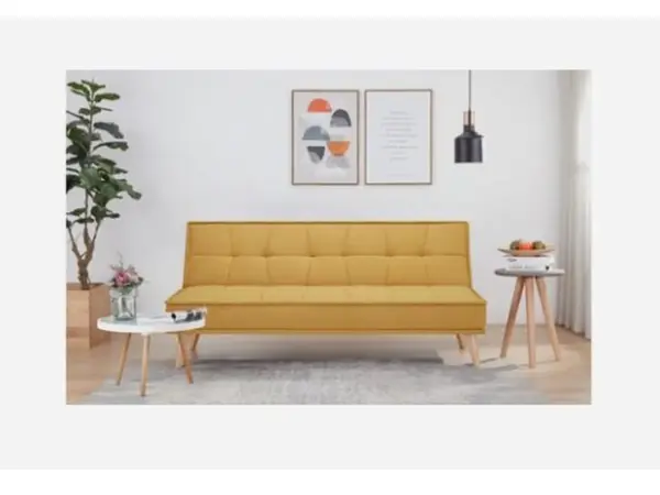 Sofa Bed Mustard Wooden Legs